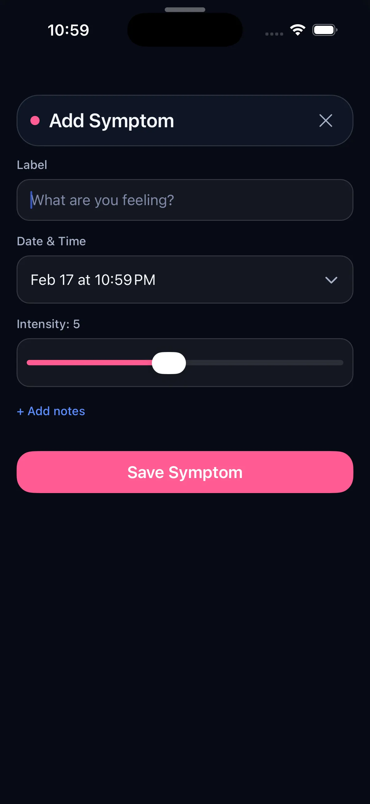 Syminn private profile and preferences screen
